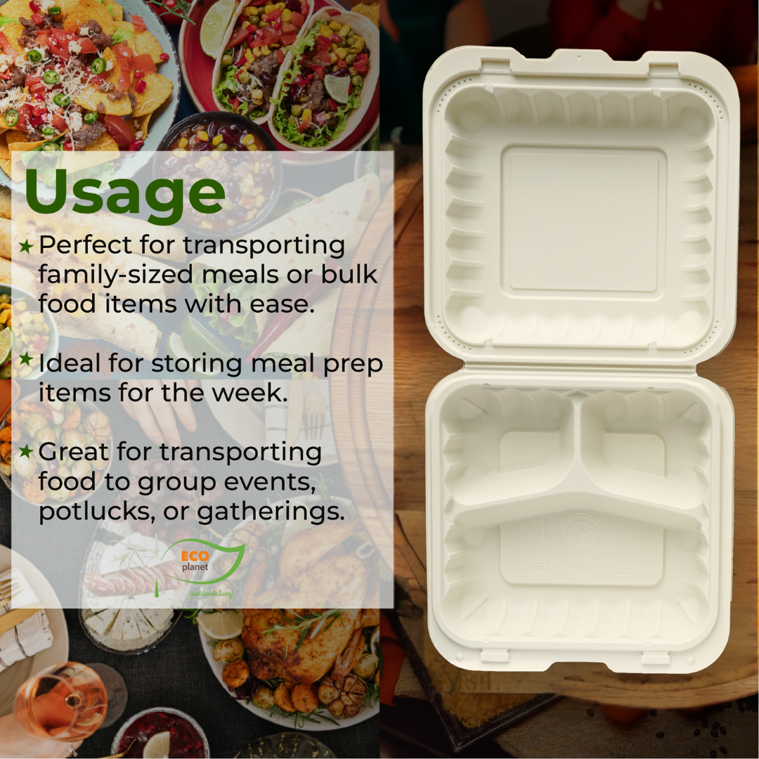 Compostable P3 Food Containers with Lids | Durable, Biodegradable, and Eco-Friendly