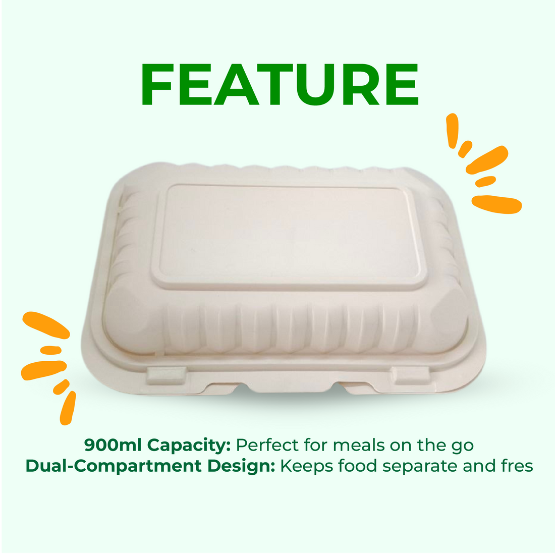 Compostable J2 Food Containers with Lids | Durable, Biodegradable, and Eco-Friendly