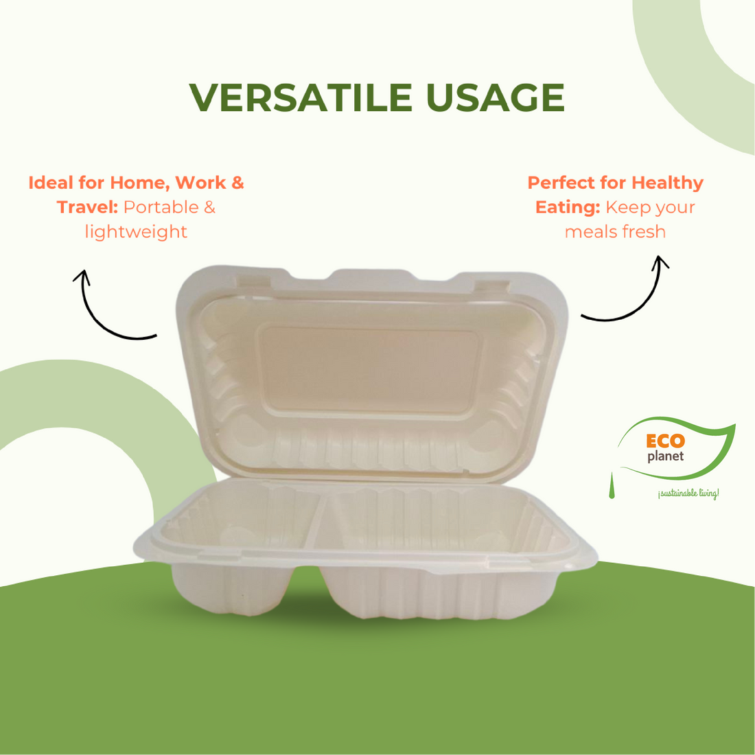 Compostable J2 Food Containers with Lids | Durable, Biodegradable, and Eco-Friendly