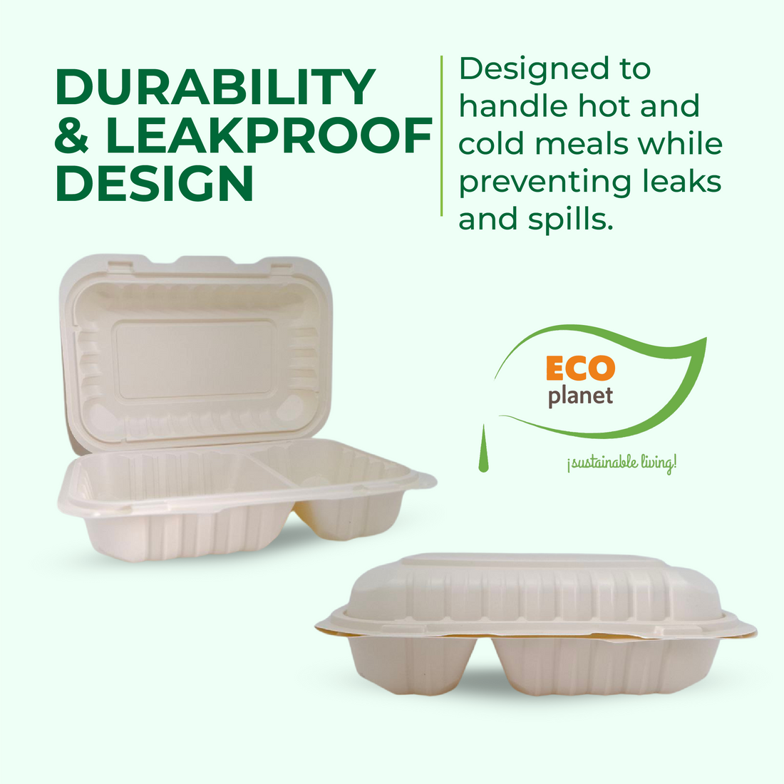 Compostable J2 Food Containers with Lids | Durable, Biodegradable, and Eco-Friendly