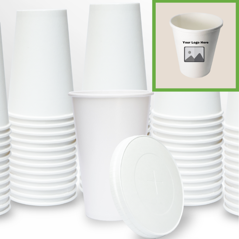 Compostable Disposable Cups with Lids | Biodegradable and Eco-Friendly Beverage Solution | Durable Cups for Hot and Cold Drinks (12 oz)