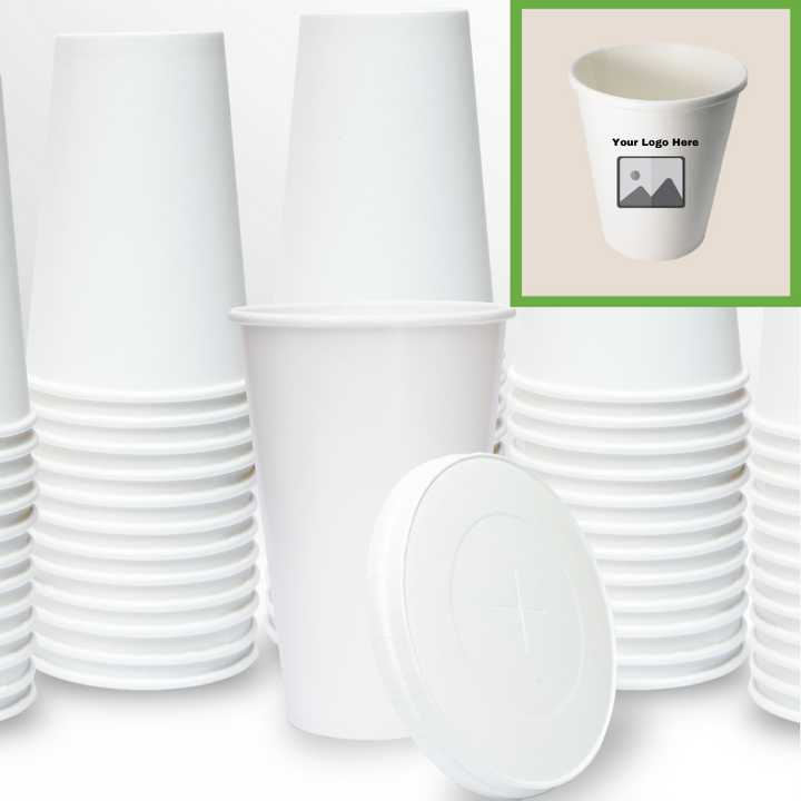 Compostable Disposable Cups with Lids | Biodegradable and Eco-Friendly Beverage Solution | Durable Cups for Hot and Cold Drinks (12 oz)
