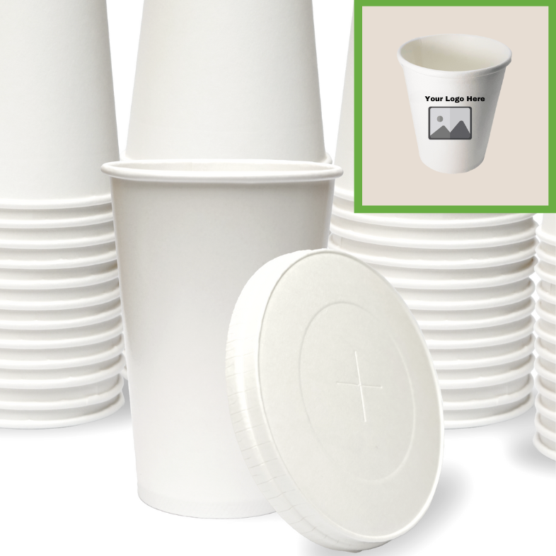 Compostable Disposable Cups with Lids | Biodegradable and Eco-Friendly Beverage Solution | Durable Cups for Hot and Cold Drinks (16 oz)