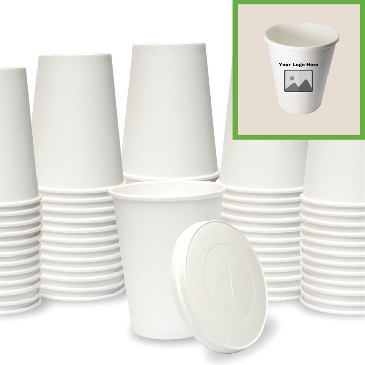 Compostable Disposable Cups with Lids | Biodegradable and Eco-Friendly Beverage Solution | Durable Cups for Hot and Cold Drinks (7 oz)