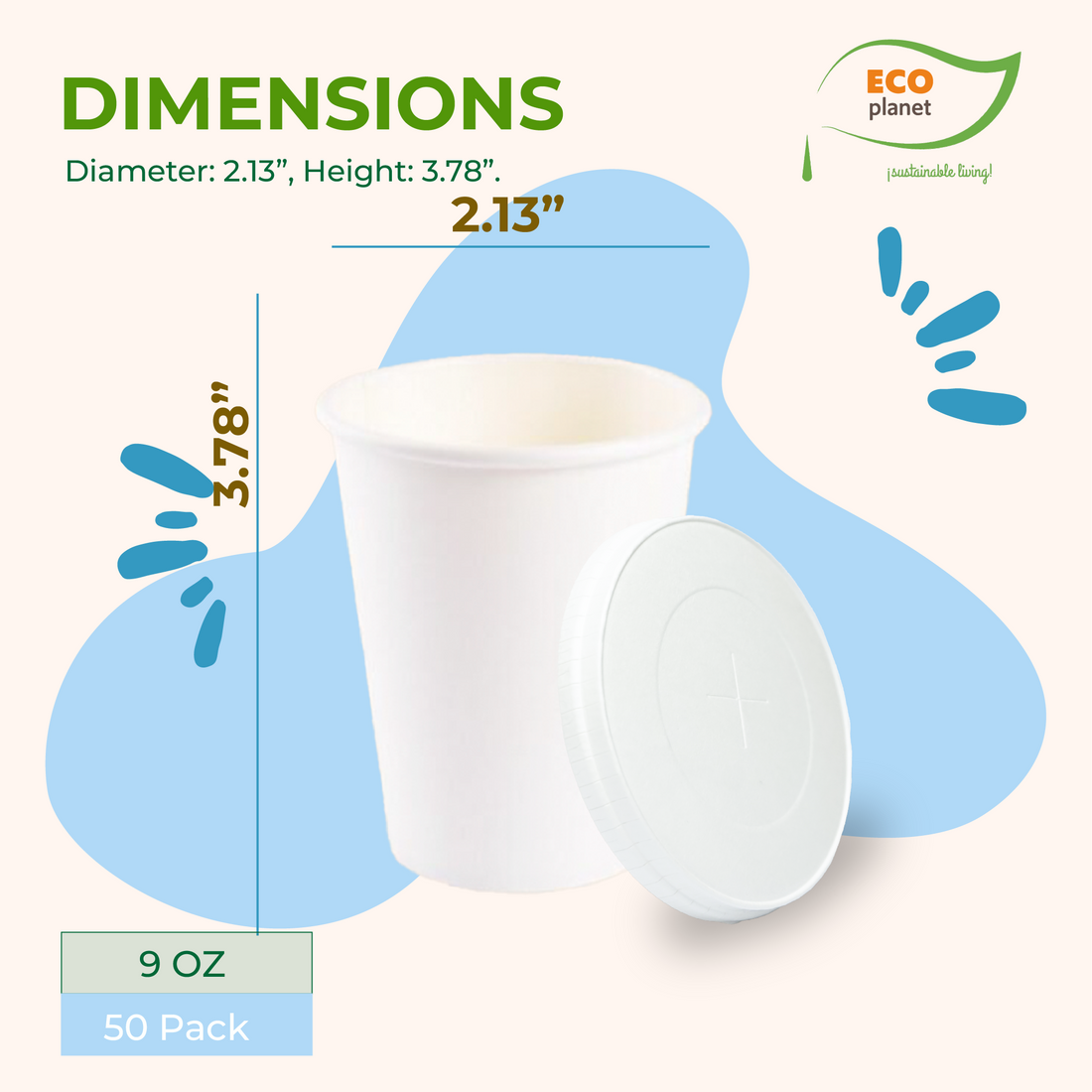Compostable Disposable Cups with Lids | Biodegradable and Eco-Friendly Beverage Solution | Durable Cups for Hot and Cold Drinks (9 oz)