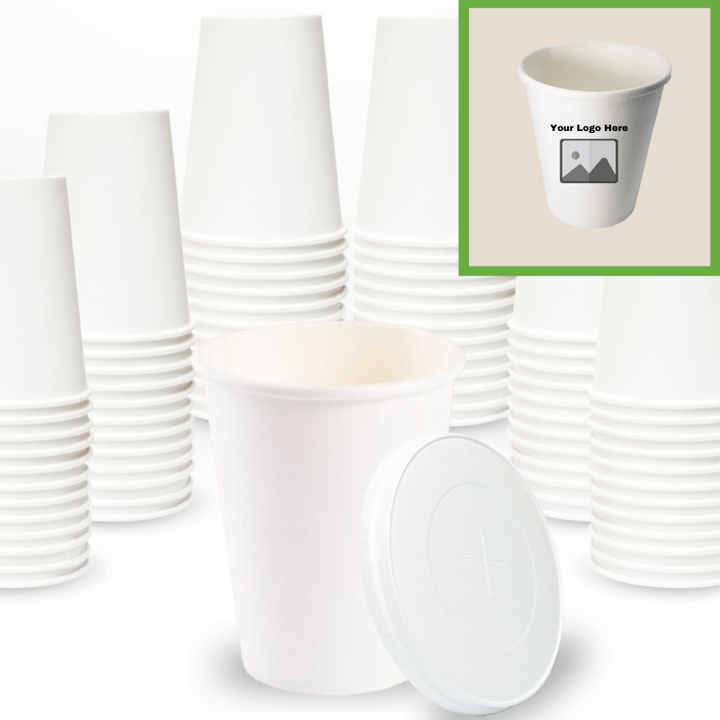 Compostable Disposable Cups with Lids | Biodegradable and Eco-Friendly Beverage Solution | Durable Cups for Hot and Cold Drinks (9 oz)