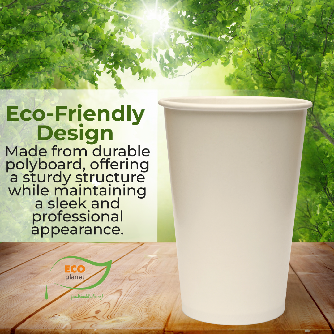 Compostable Disposable Cups with Lids | Biodegradable and Eco-Friendly Beverage Solution | Durable Cups for Hot and Cold Drinks (12 oz)