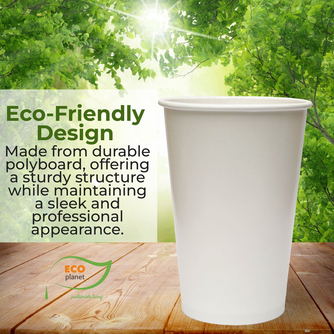 Compostable Disposable Cups with Lids | Biodegradable and Eco-Friendly Beverage Solution | Durable Cups for Hot and Cold Drinks (7 oz)